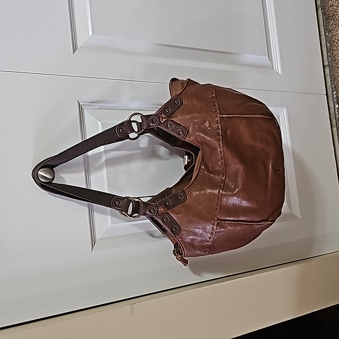 The Sak Brown Vintage Leather Boho 2 Strap Shoulder Bag